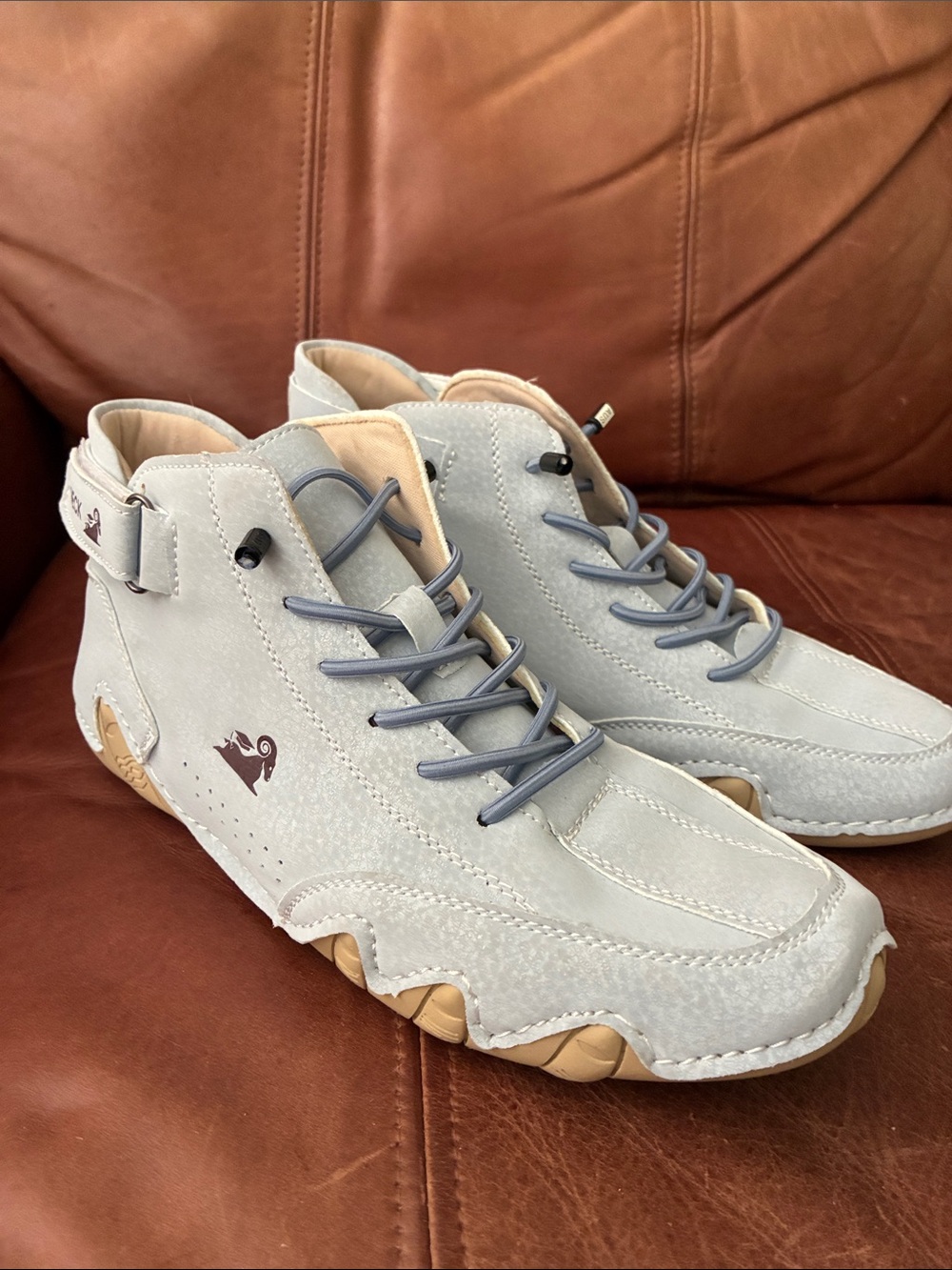 Women's Light Gray Suede Ankle Booties with Contrast Laces